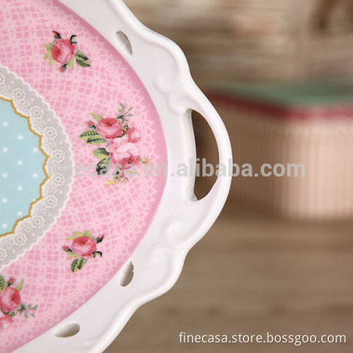 15 Inches Elegant Fine New Bone China Ceramic Tea Tray